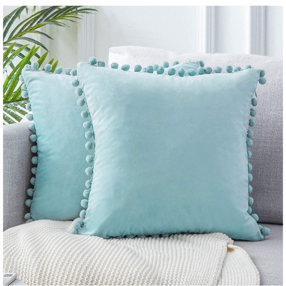 Retro Orange Modern Farmhouse Adorable Preppy Trendy Pompom Throw Pillow Cover - Picture 16 of 16